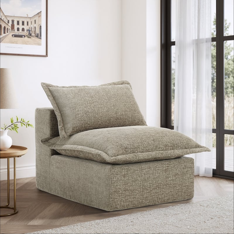 Comfy Cloud Couch Plush Modular Sectional Sofa For Living Room - Camel/Armless chair - Reversible