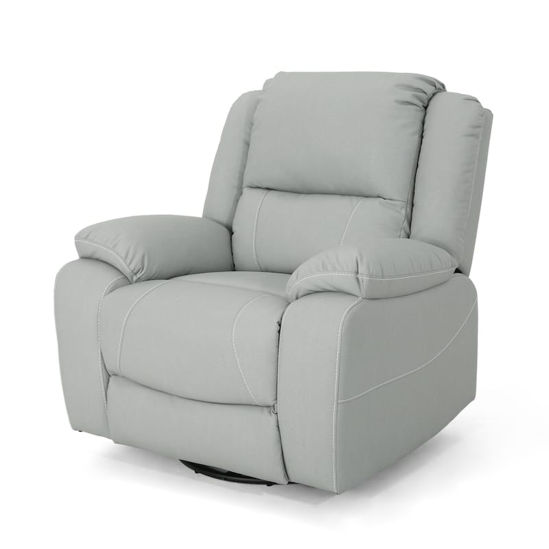 Roomfitters 39" Wide Faux Leather Manual Swivel Standard Recliner, Comfortable Lounge Chair for Living Room