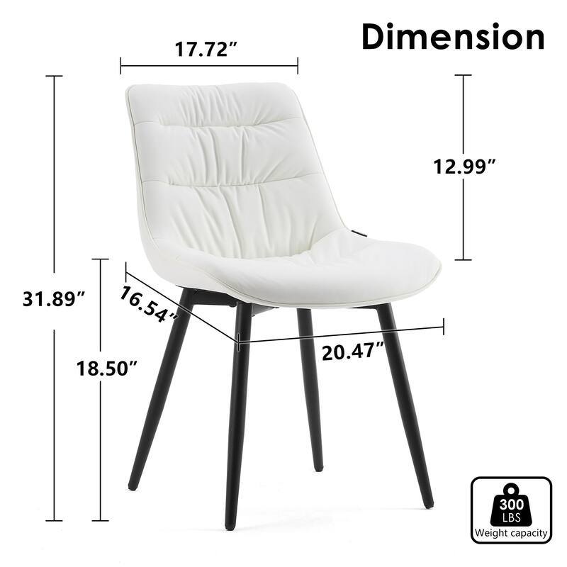 Faux Leather Dining Chairs Set of 2, Modern Upholstered Seat