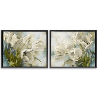 Stupell Tulips Curved Left & Right Framed Floater Canvas Wall Art ...