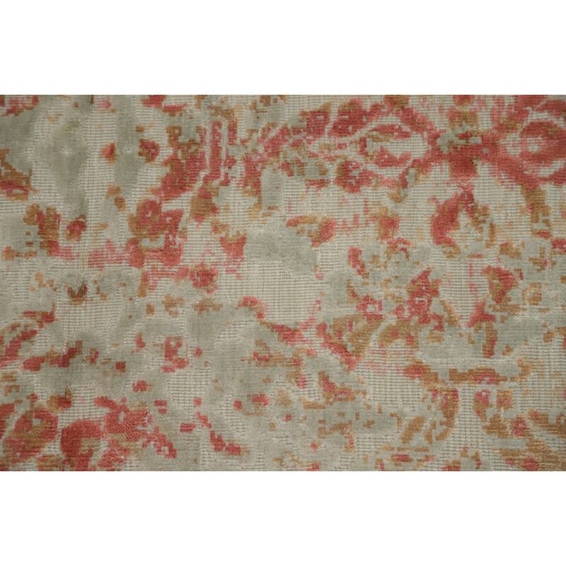 Hand Knotted Oriental Viscose Silk Carpet Modern Abstract Coral Abstract Area Rug - 6' 3'' X 4' 1''