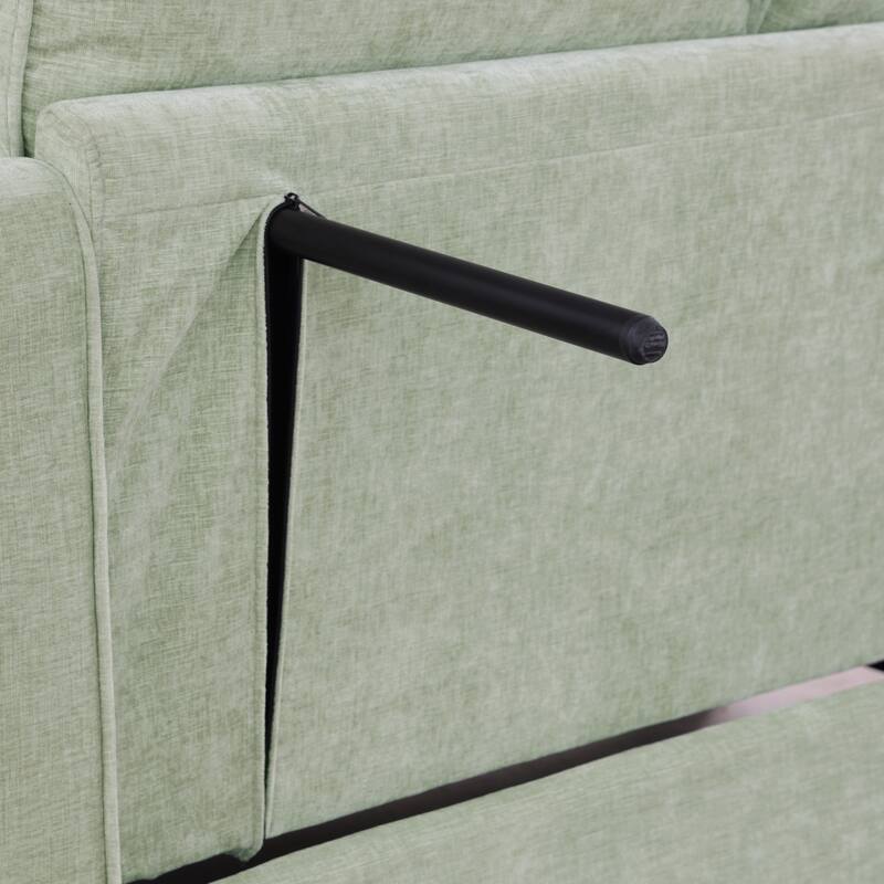 Two-Seater Chaise Lounge with Storage Footrest and Pillows, Irregular Armrest Design