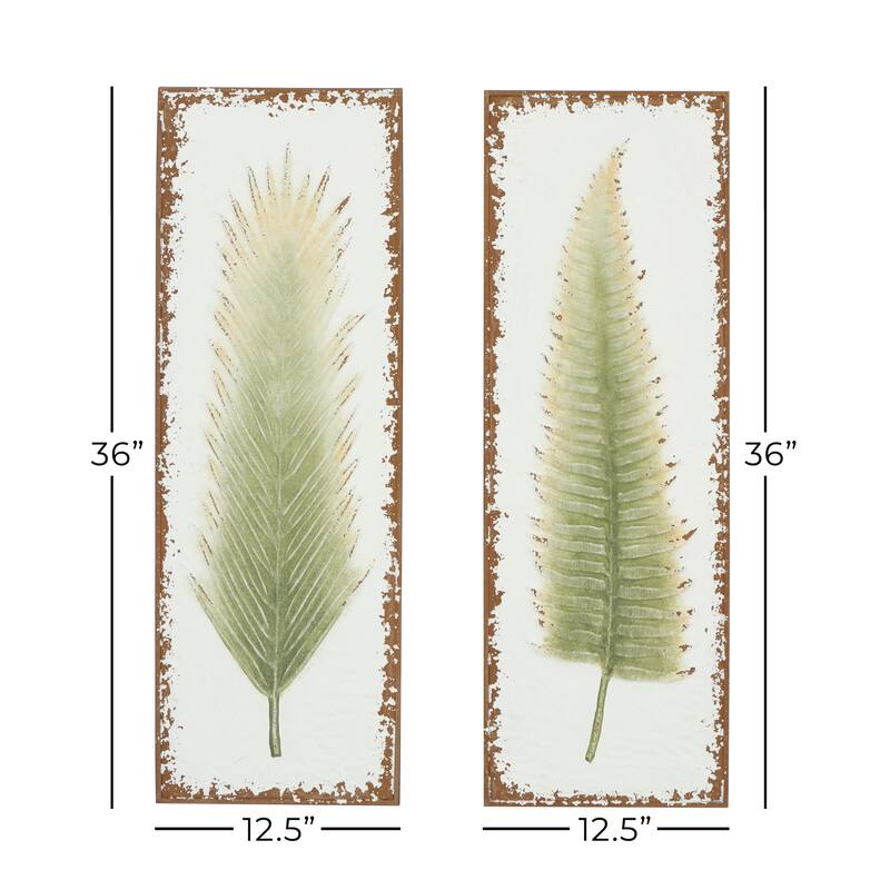 Metal Leaf Wall Decor - Set of 2 White - Roche River Decor