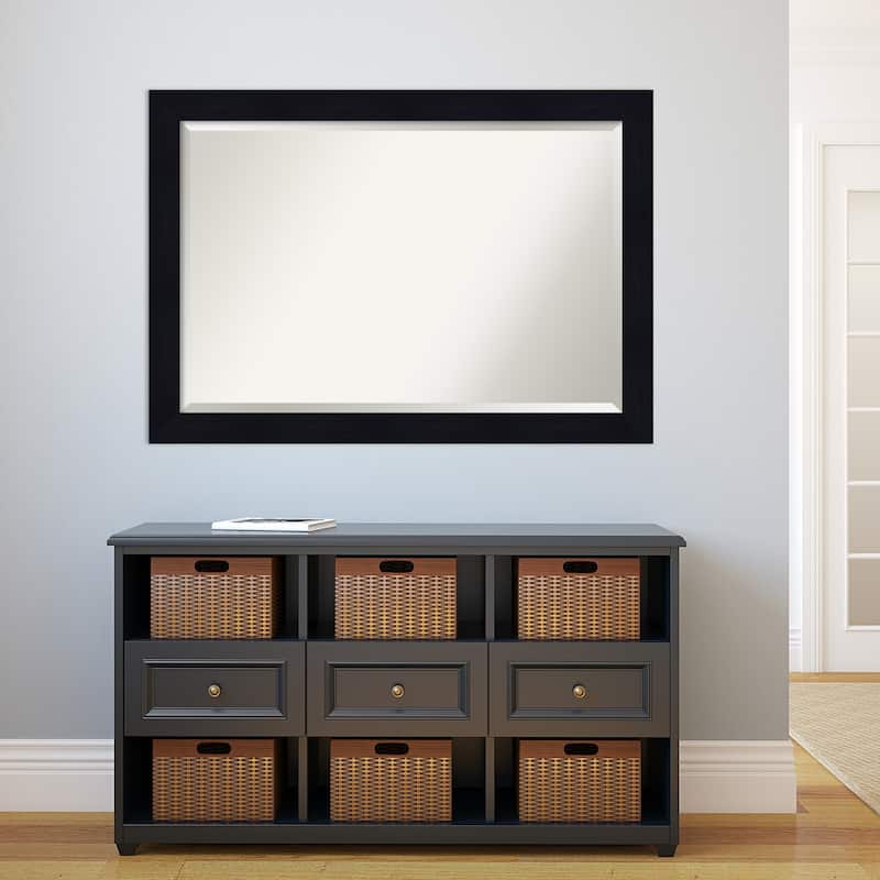 Beveled Wood Wall Mirror - Shiplap Navy Frame