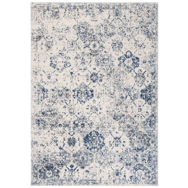 SAFAVIEH Madison Bettylou Boho Chic Distressed Area Rug - 2' 3" x 4' - White/Royal Blue - Runner/Rectangle