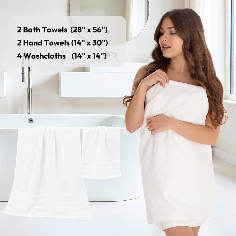 8 Piece Cotton Bath Towel Set,Highly Absorbant Towels,2 Bath Towels,2 Hand Towels and 4 Washcloths