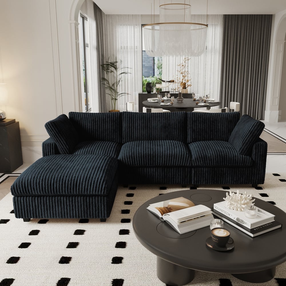 Oversized Deep Plush Cloud Sofa Couch, Modular Sectional Sofa with Ottoman