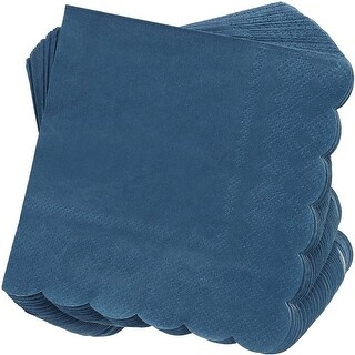 Scalloped Cocktail Napkins Dark Blue, Set of 4 main image 1