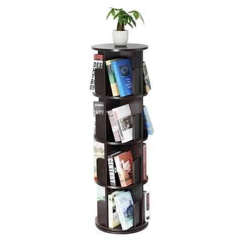 4-sided Revolving Media Storage Bookcase Rotating Bookshelf