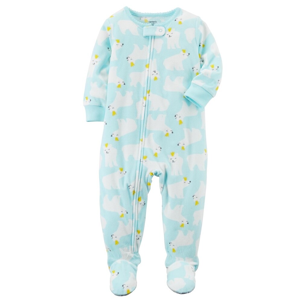 Shop Carter S Little Girls 1 Piece Polar Bear Fleece Pjs 2