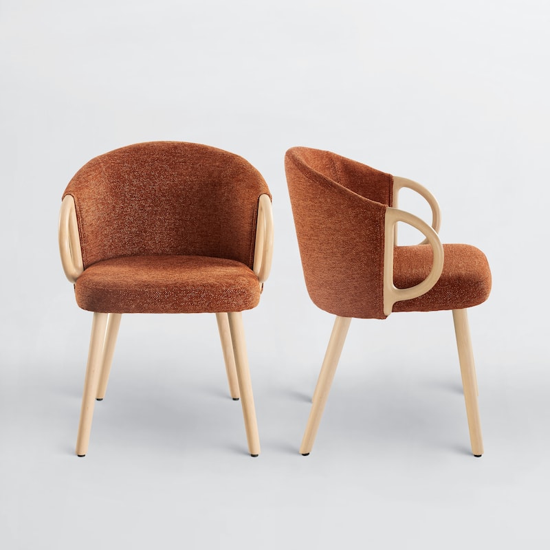 Art Leon Modern Fabric Accent Dining Wood Chair (Set of 2)