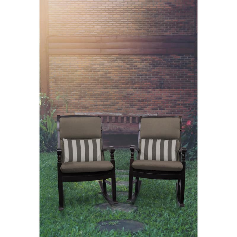 Sunbrella Stripe Sunbrella Fabric 1 Piece Indoor/Outdoor Two Ply High Back/Recliner Cushion, 22"W x 46"L - 22"W x 46"L