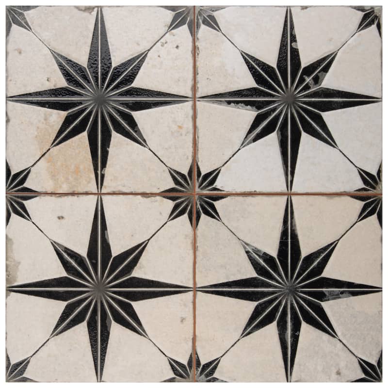 Merola Tile Kings Star Luxe Nero 17-5/8" x 17-5/8" Ceramic Floor and Wall Tile