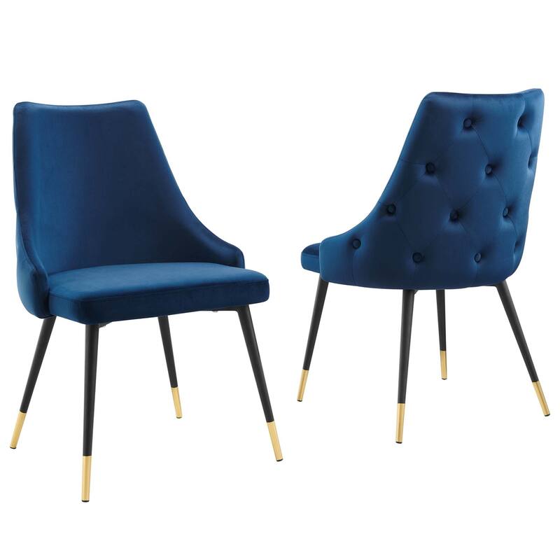Modway Adorn Dining Side Chair Performance Velvet in Navy, Set of 2