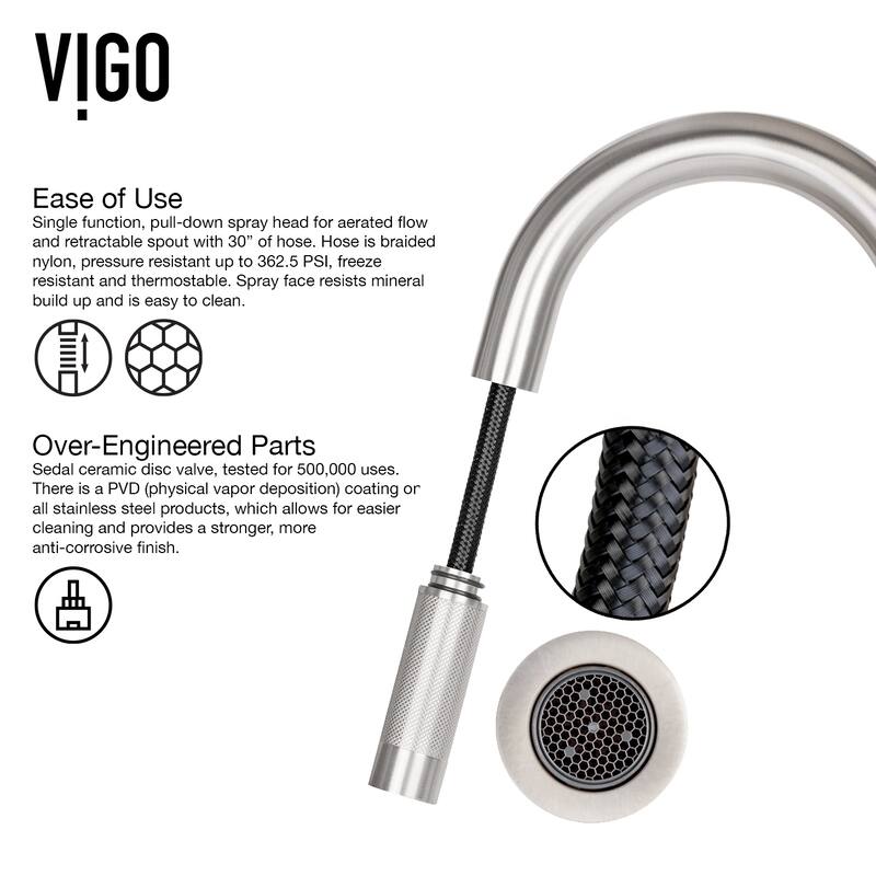 VIGO Gramercy 17" H Single Handle Pull-Down Spout Kitchen Faucet