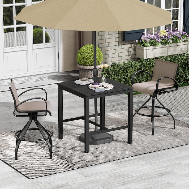 Pellebant Patio Swivel Aluminum Bar Stools with Sunbrella Textilene - 22.83 in W x 18.11 in D x 42.13 in H