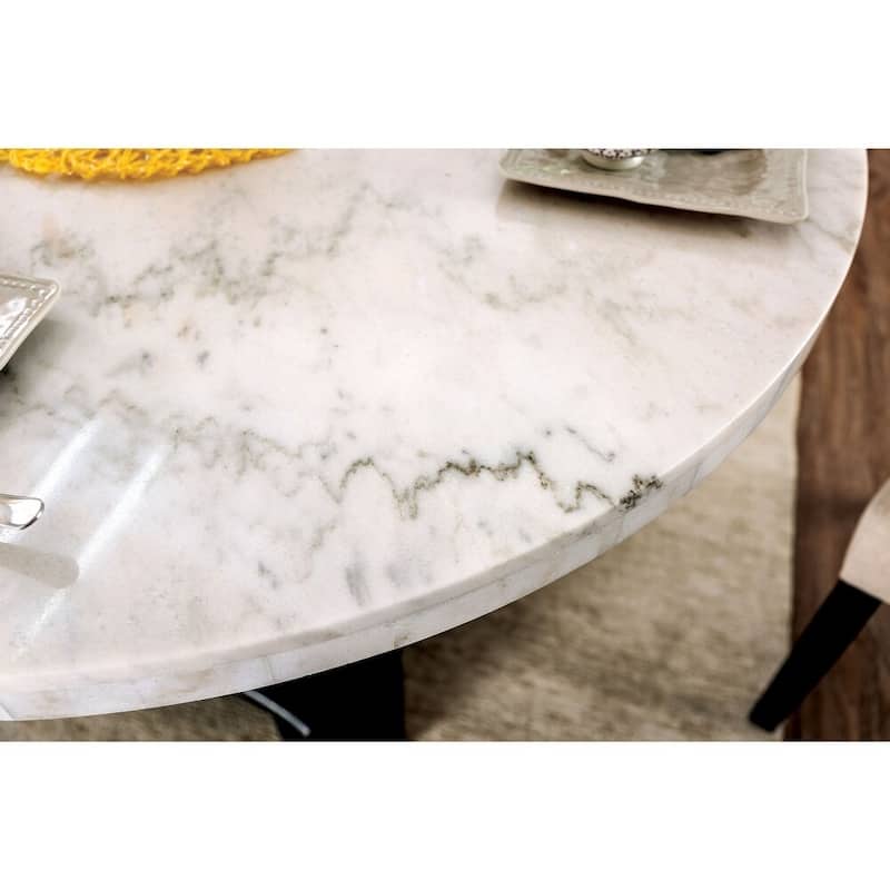 Furniture of America Brec Rustic White 48-inch Pedestal Dining Table