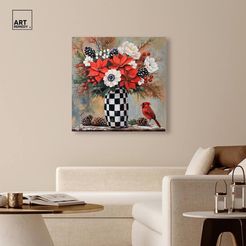Checkerboard Vase Blooms II Canvas by Art Remedy, Gallery Wrapped