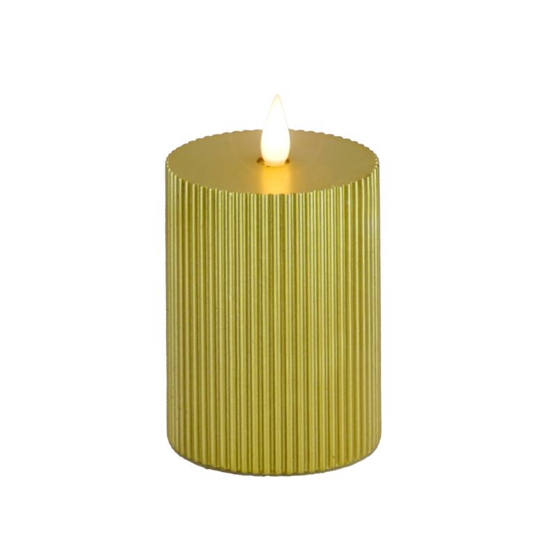 HGTV Home Collection Georgetown Real Motion Flameless Candle With Remote, Gold with Warm White LED Lights, Battery Powered, 5 in