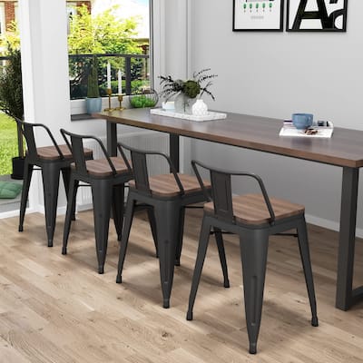 18 inch Stools Set of 4, Short Stools for Classroom Metal Chairs, Stackable Kitchen Dining Stools - 18inch