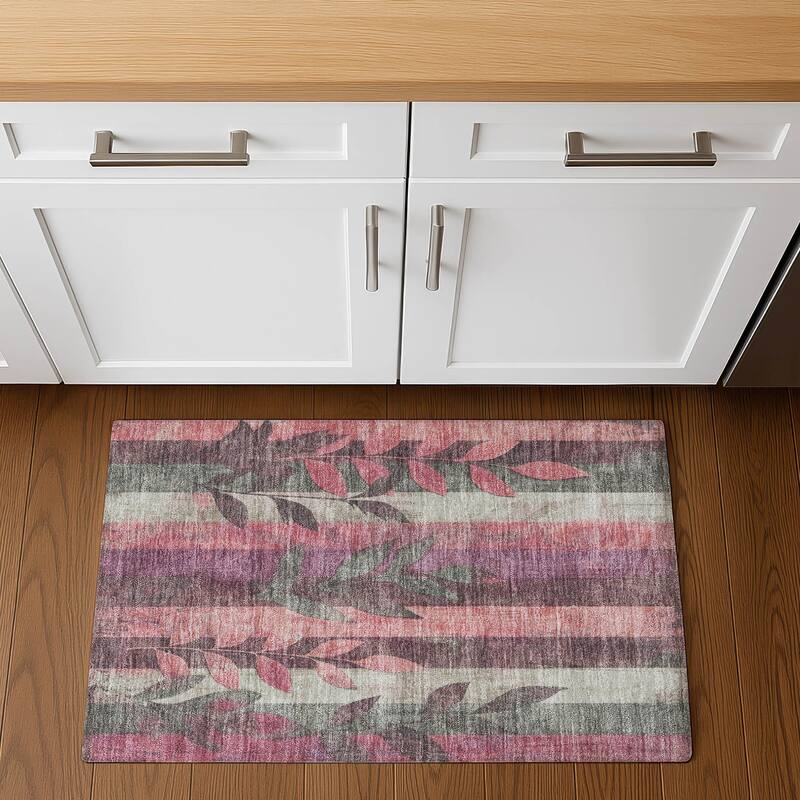 Premium Washable Super Soft Modern Floral Mayfield Rug - Blush - 1'8" x 2'6"
