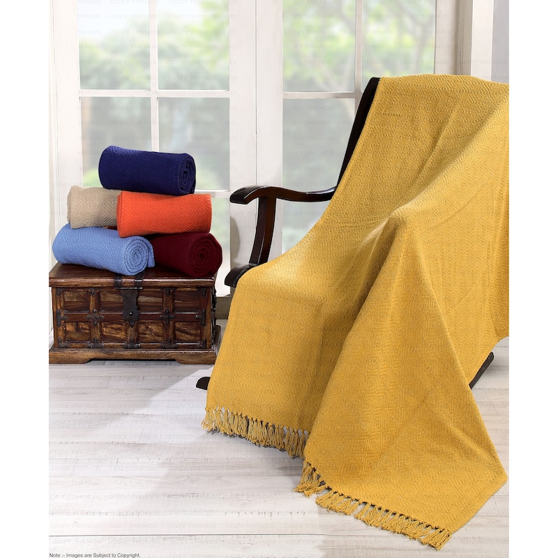 Luxurious 100-percent Cotton All Season Soft Throw Blanket (Set of 2)