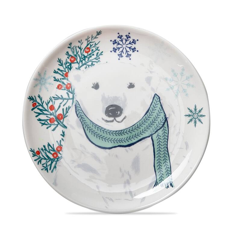 Alpine Glow Multicolor Ceramic Appetizer Plates - 7" Diameter, Dishwasher Safe, Perfect for Christmas Dining