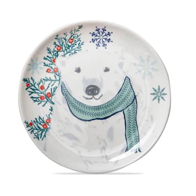 Alpine Glow Multicolor Ceramic Appetizer Plates - 7" Diameter, Dishwasher Safe, Perfect for Christmas Dining