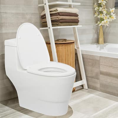 Fine Fixtures Modern Dual Flush Elongated One-Piece Toilet (Seat Included)