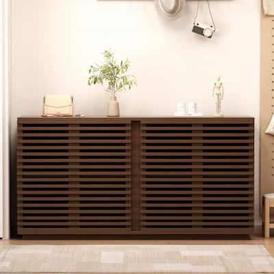 Modern 60" Large Storage Cabinet for Living Room or Bedroom with Hollow Door Design