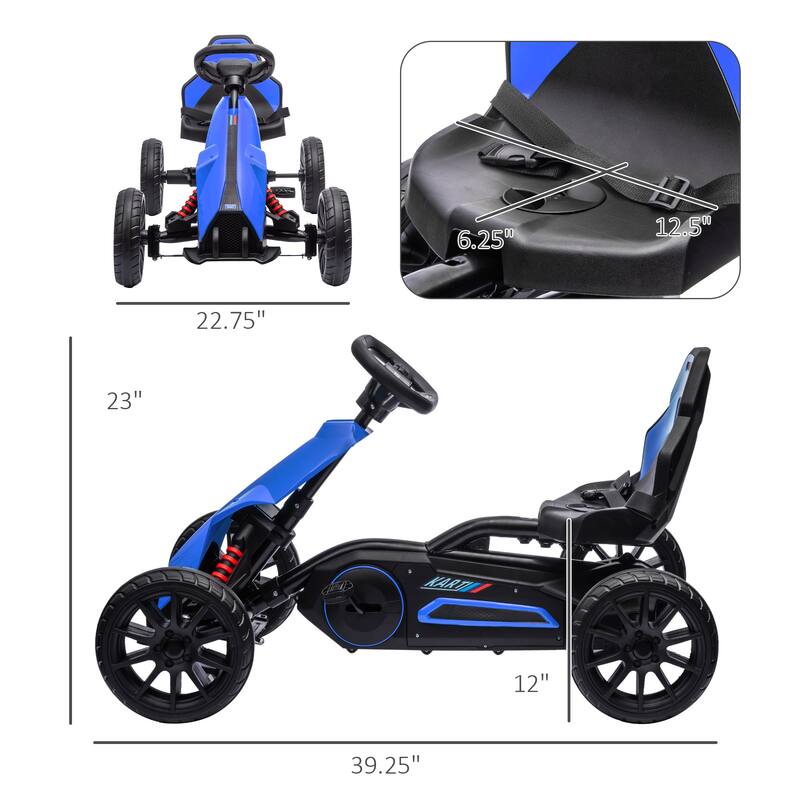 Outdoor Ride-On Pedal Go Kart with Swing Axle, Adjustable Seat for Kids