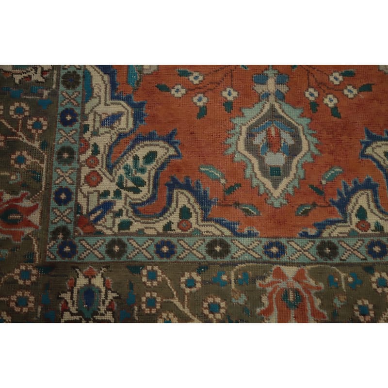 Hand Knotted Oriental 100% Wool Carpet Traditional Medallion Oranges & Rust Tabriz Area Rug - 6' 10'' X 4' 0''