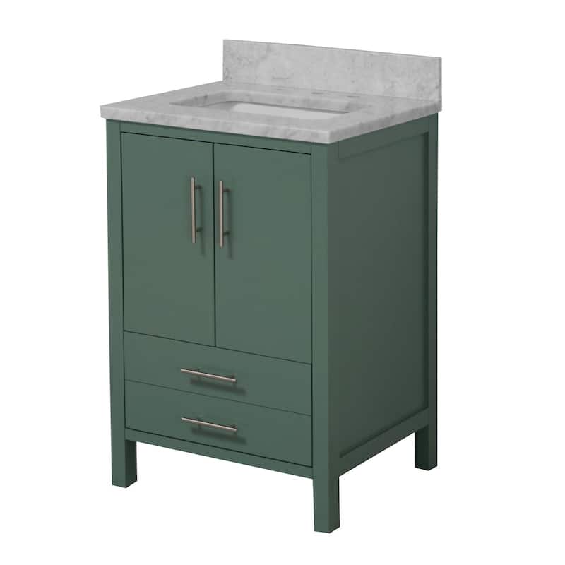 KitchenBathCollection California 24" Bathroom Vanity with Carrara Marble Top