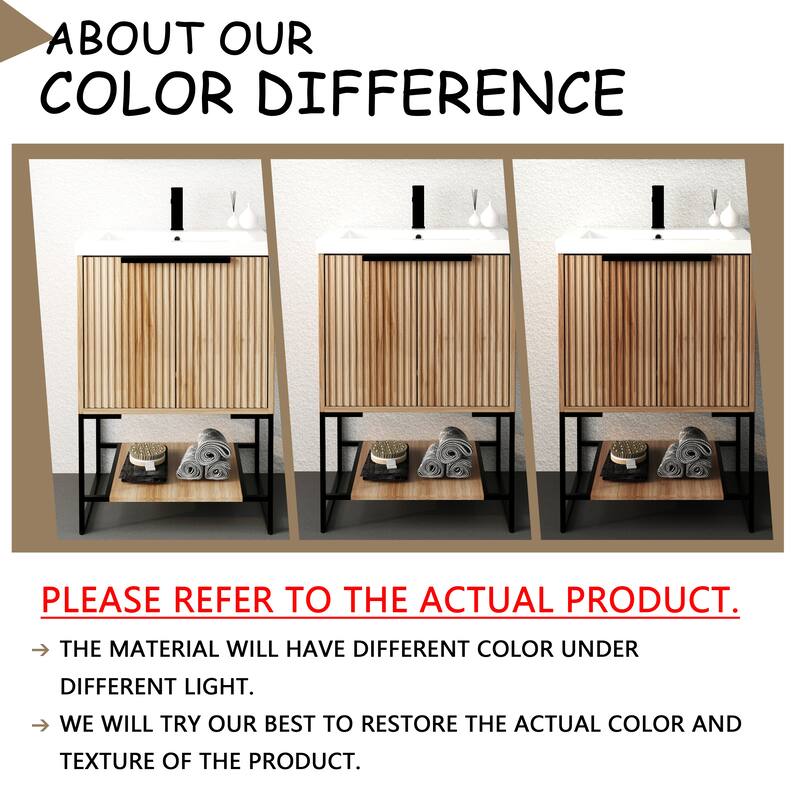 24 Inch Freestanding Bathroom Vanity With Resin Basin