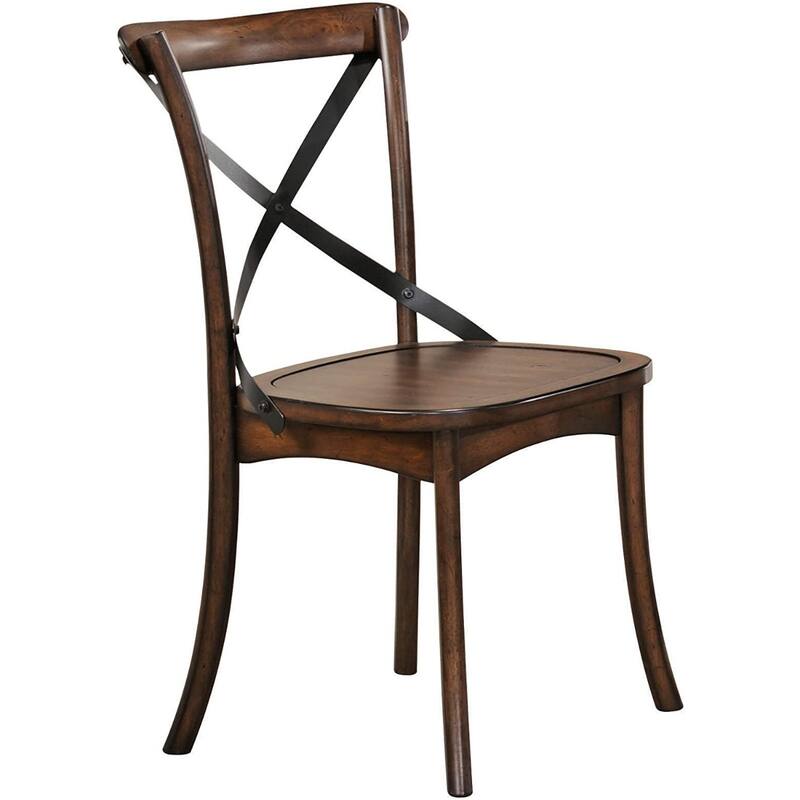 Brown Solid Wood Cross Back Dining Side Chairs and Classic Style Set of 2 - 18” L x 21” W x 35” H