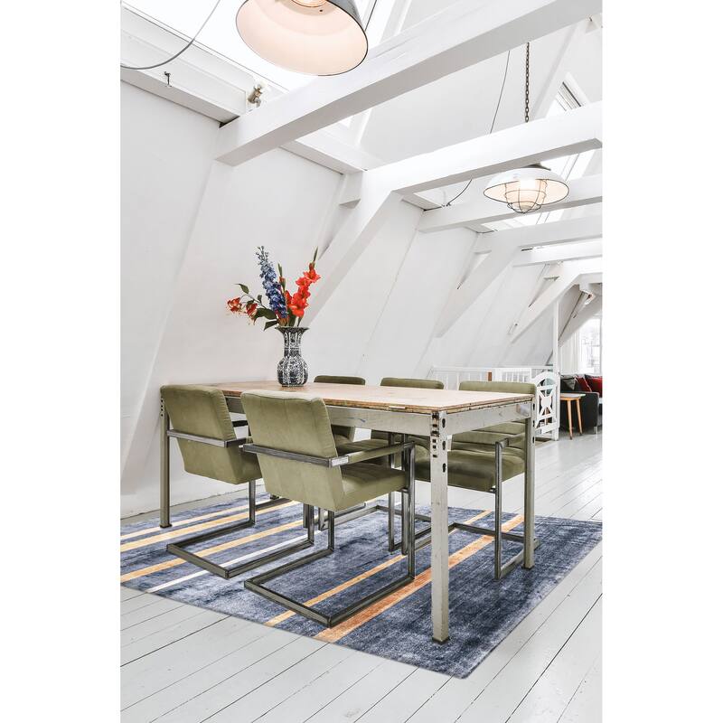 ECARPETGALLERY Hand Loomed Kashkuli Gabbeh Light Denim Blue Viscose Rug - 5'3 x 7'4