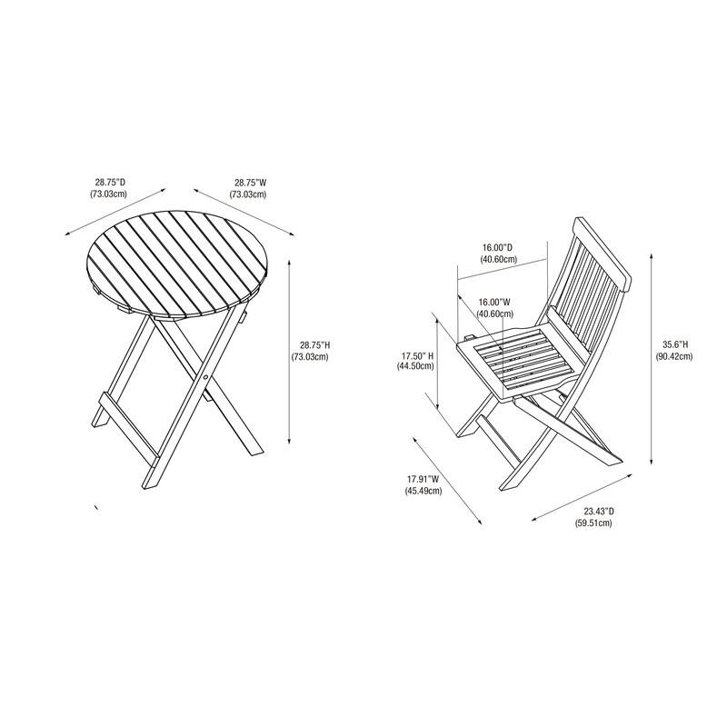 Linon Catalan Three-Piece Cafe Teak Set