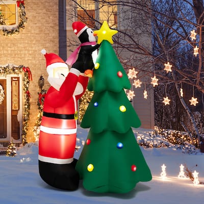Costway 6 FT Inflatable Christmas Tree & Santa Claus w/ LEDs & Air - See Details