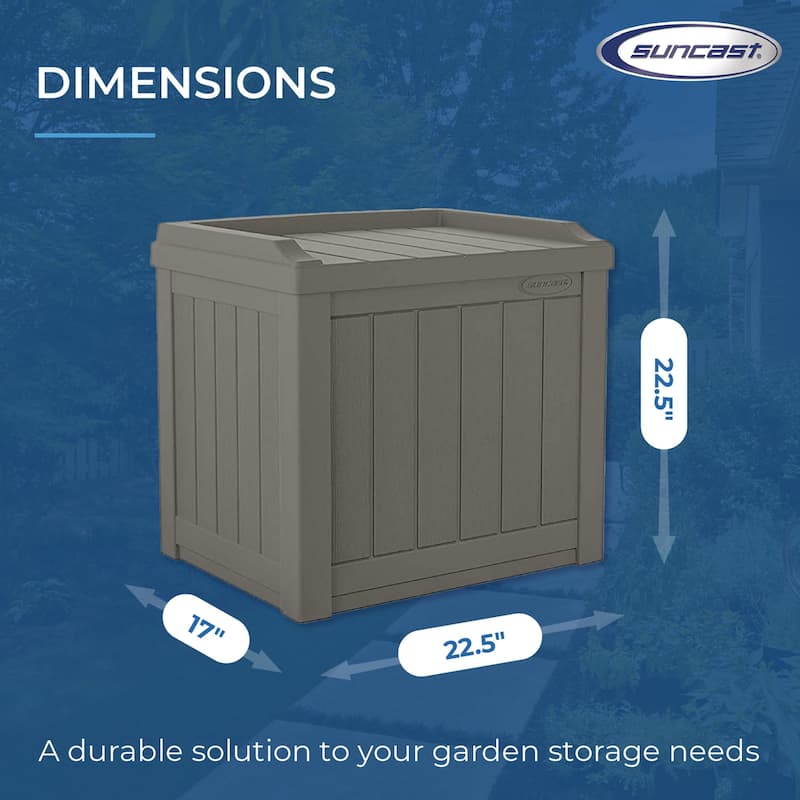 Suncast 22 Gallon Outdoor Patio Small Deck Box with Storage Seat, Stone (2 Pack)