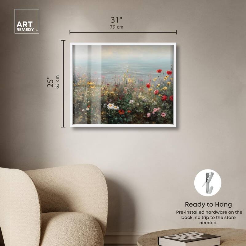 Misty Ocean Field I Shadowbox by Art Remedy