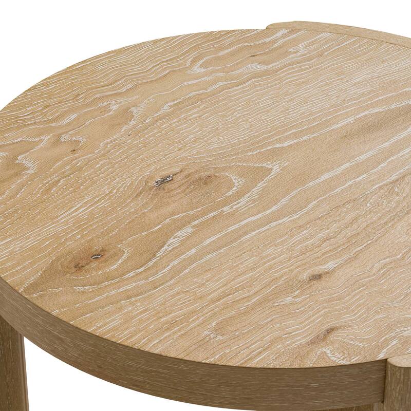 Furniture of America Minst Modern 2-Piece Oak Wood Round Coffee Table Set