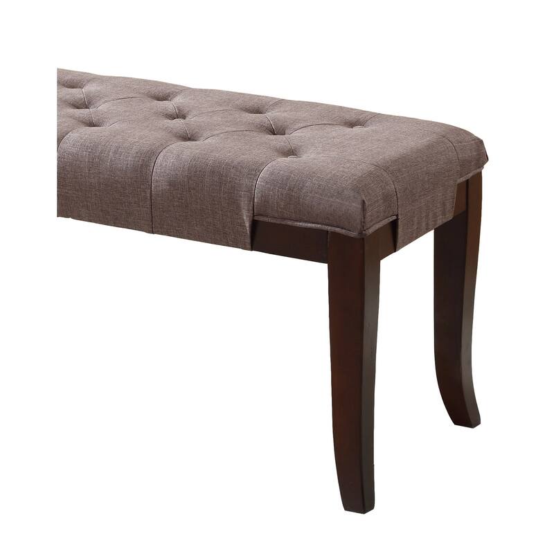 Linon Fabric Brown Tufted Bench