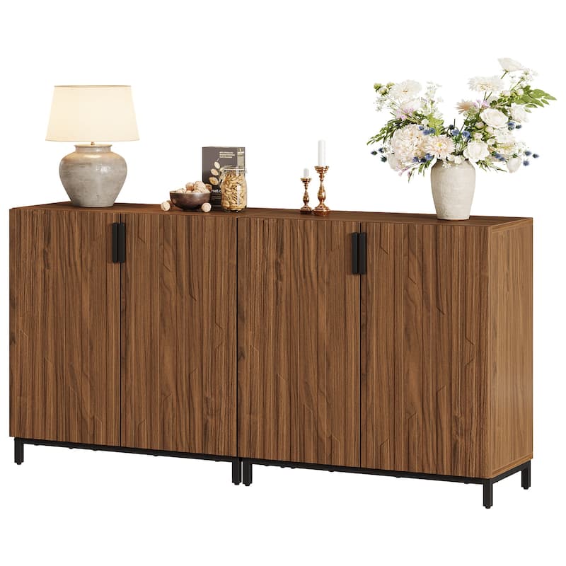 59" Sideboard Buffet Cabinet, Fluted Modern Buffet Table