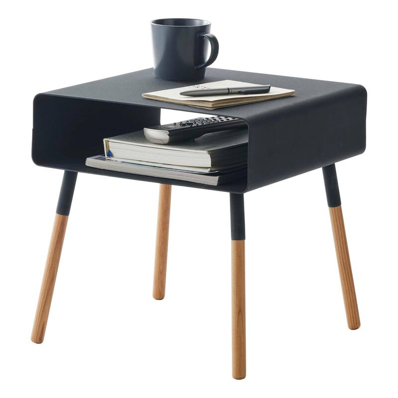 Yamazaki Home Storage Table - Two Sizes, Steel and Wood, Short, Holds 22 lbs, Minimal Assembly - Black