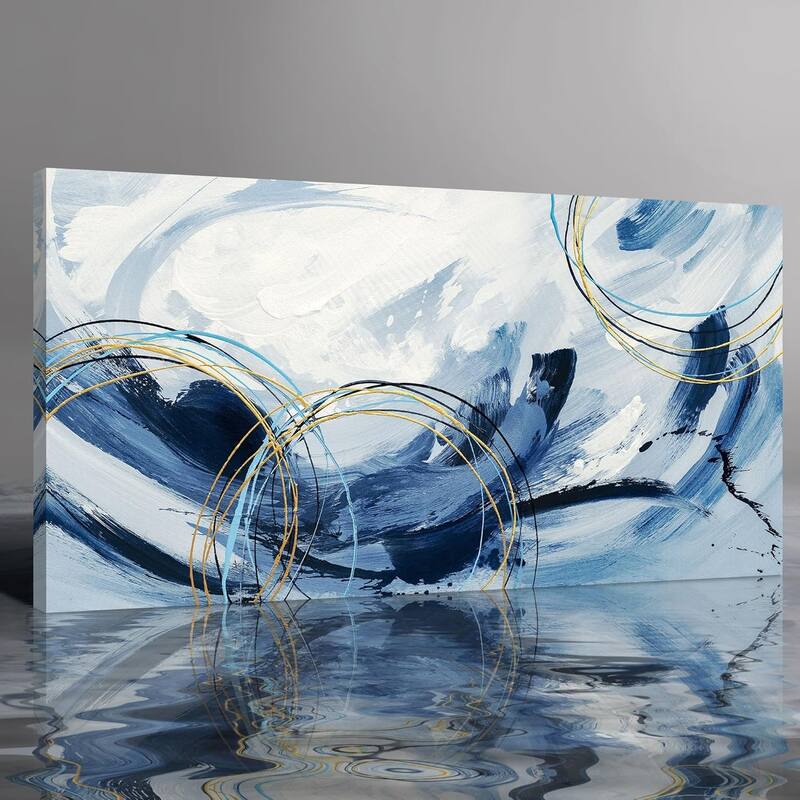 Blue and White Abstract Picture Framed Artwork