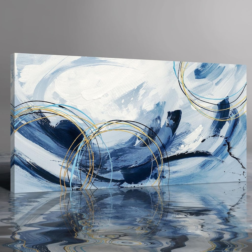 Blue and White Abstract Picture Framed Artwork