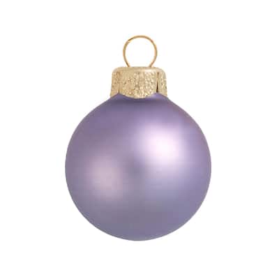 Matte Glass Christmas Ball Ornaments - 4" (100mm) - Lavender - 6ct