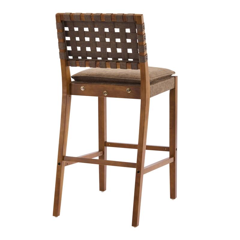 Christopher Knight Home - Rieti Industrial-Inspired Barstool Set with Crossback PU Upholstery and Wooden Frame