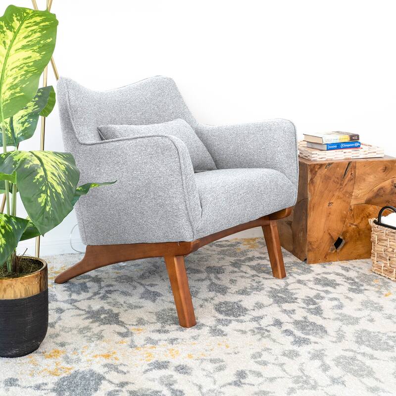 Clarissa Mid Century Modern Luxury Fabric Accent Comfy Wide Armchair