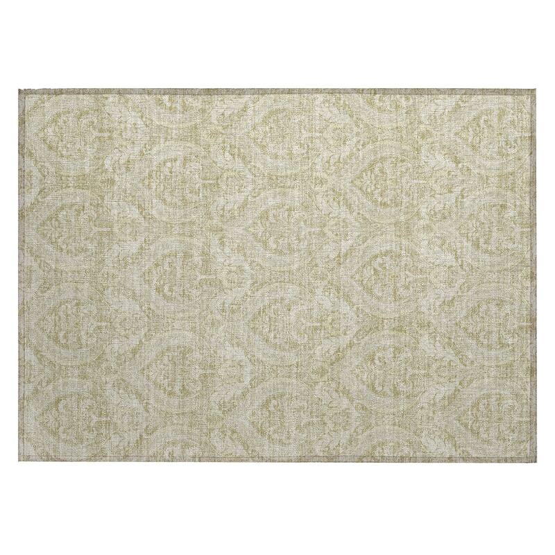 Machine Washable Indoor/ Outdoor Damask Chantille Rug